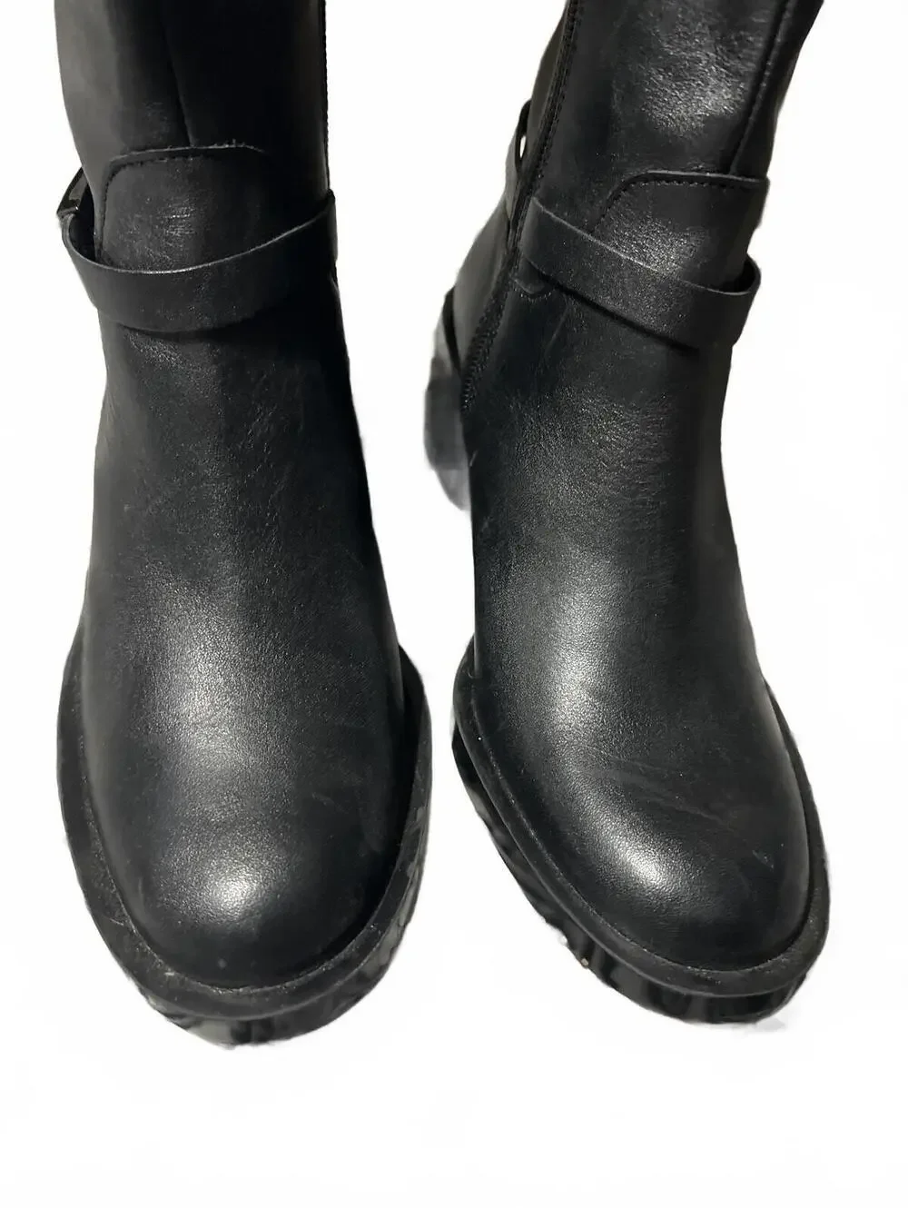 L.Paolo Black knee-high Leather Boots Block Heel 6